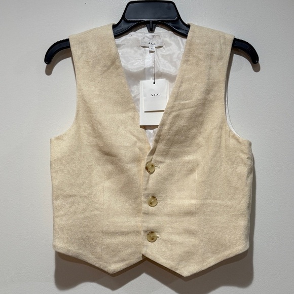 New A.L.C. Maxwell Linen & Cotton Vest Sz 6 Neutral Closet Staple Minimalist - Picture 2 of 10